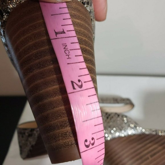 Jessica Simpson Womens Gold Snake Print Sparkle Buckle Open Toe Wedge Sandals 7M - Picture 10 of 11